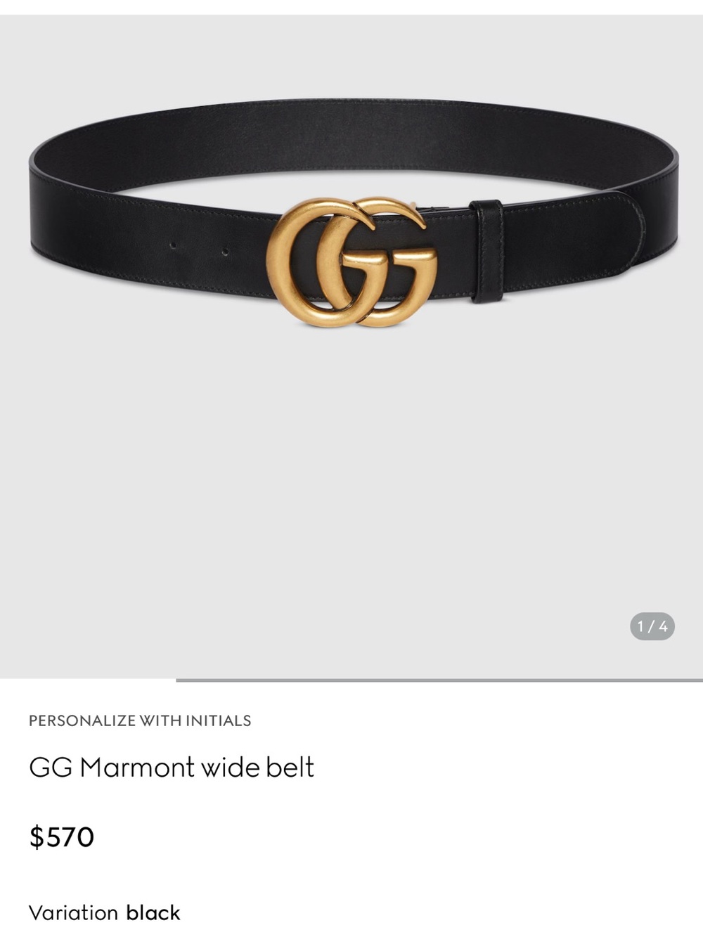 Gucci Black Leather Belt with Gold Double G Buckle